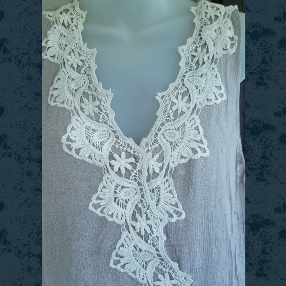 👽 free spirit Boho hippie people Crochet Lace Trim Swing Slip Dress NEW! - Picture 3 of 8